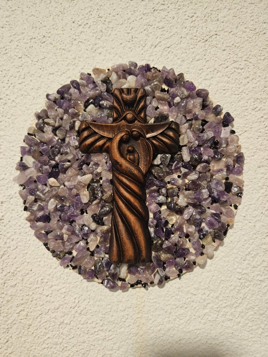 Amethyst - Wandbild mit Kreuz | Spirituelle Klarheit & Heilung - Wandbilder - Amethyst - Seelenblitz