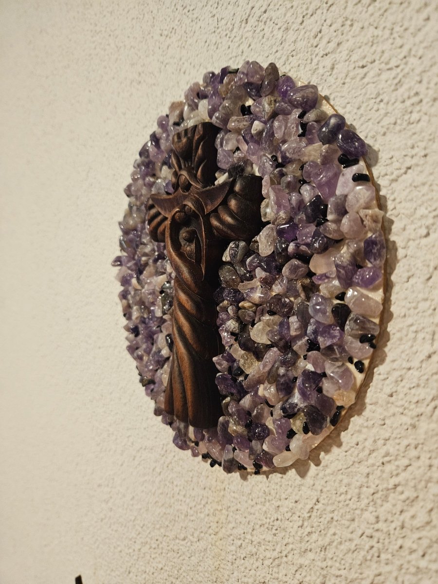 Amethyst - Wandbild mit Kreuz | Spirituelle Klarheit & Heilung - Wandbilder - Amethyst - Seelenblitz