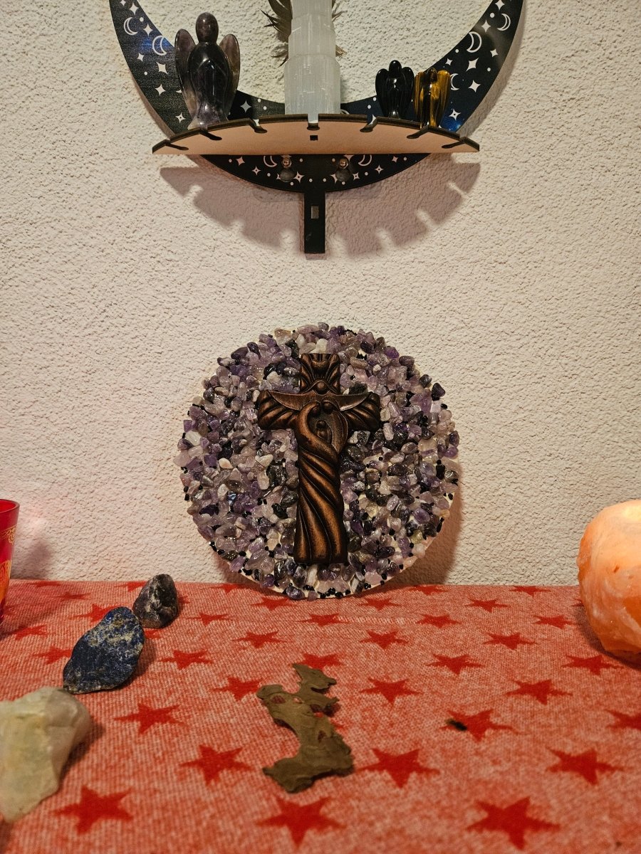 Amethyst - Wandbild mit Kreuz | Spirituelle Klarheit & Heilung - Wandbilder - Amethyst - Seelenblitz
