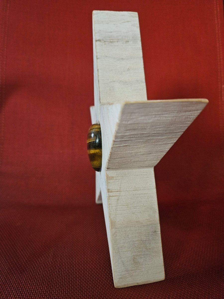 Handgefertigter Holzstern mit Amethyst - Engel – Schutz & Weisheit - Handgefertigtes Dekor - Seelenblitz