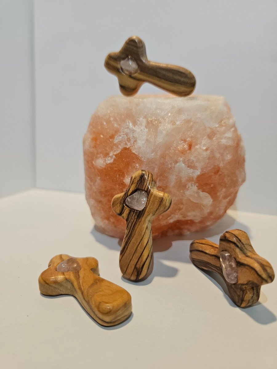 Rosenquarz Blitzerli – Liebe und Harmonie - Spirituelles Kreuz - Seelenblitz